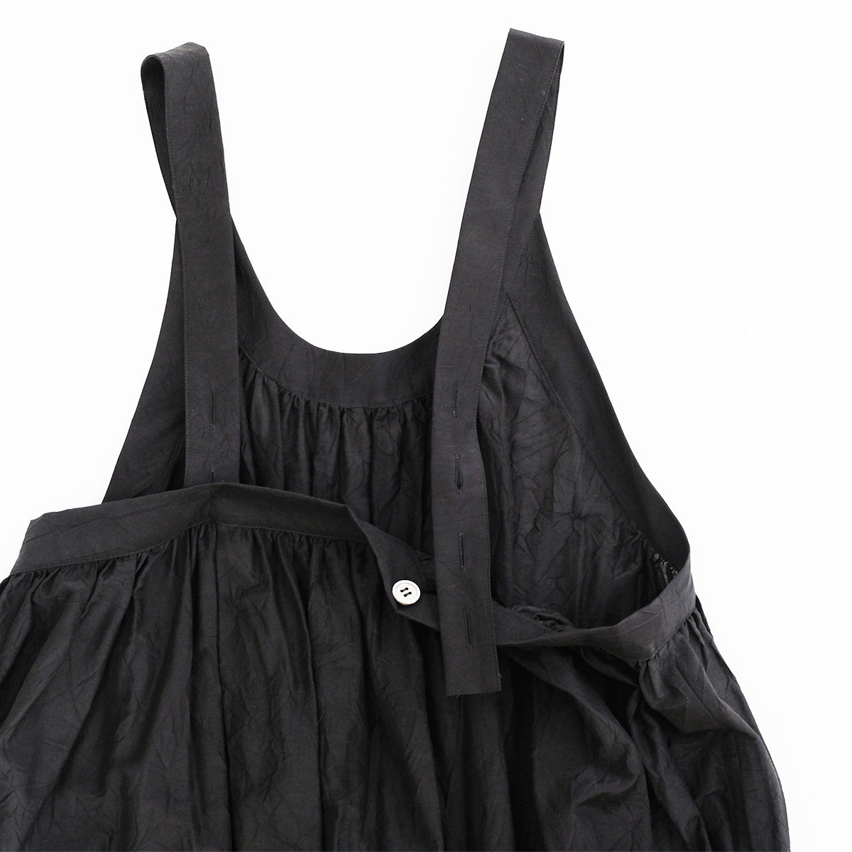 Silk Cotton Lawn Gather Dress - Black