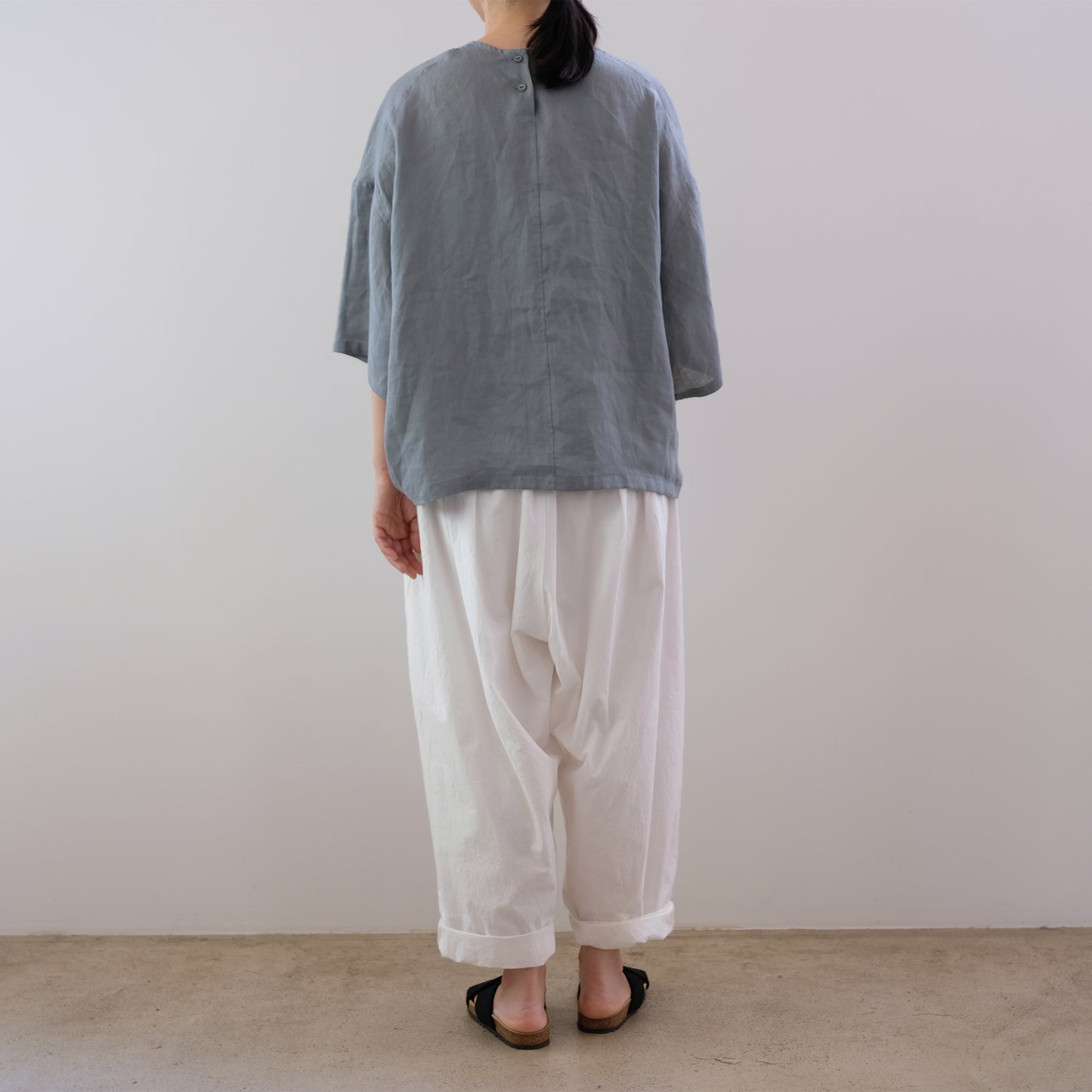 French Linen Wide Pullover Blouse