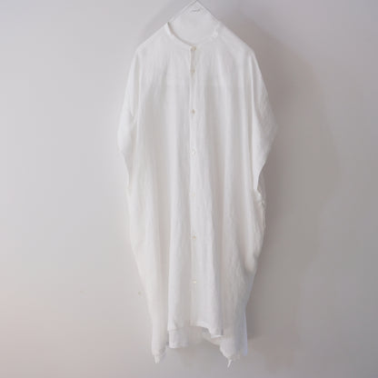 French Linen Stand Collar Long Shirt