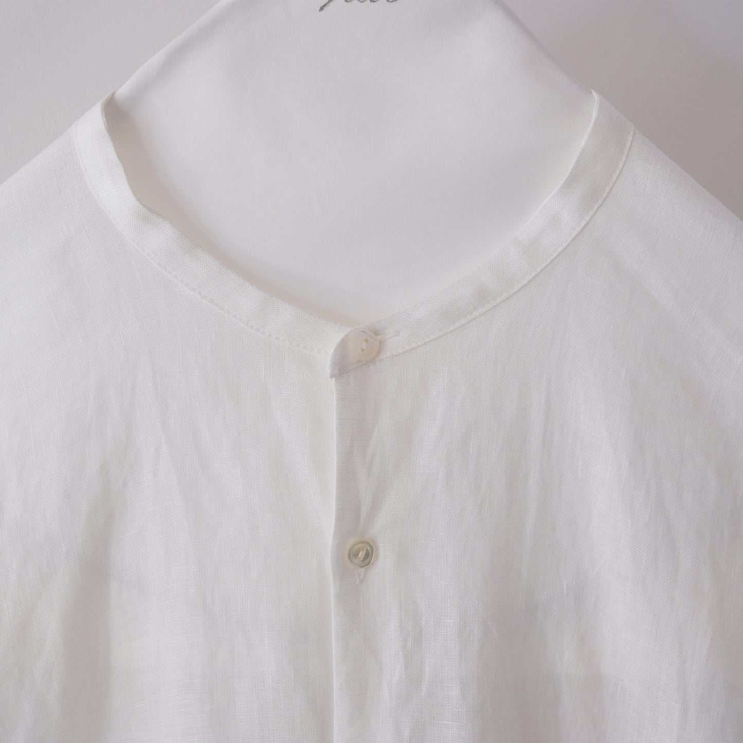 French Linen Stand Collar Long Shirt