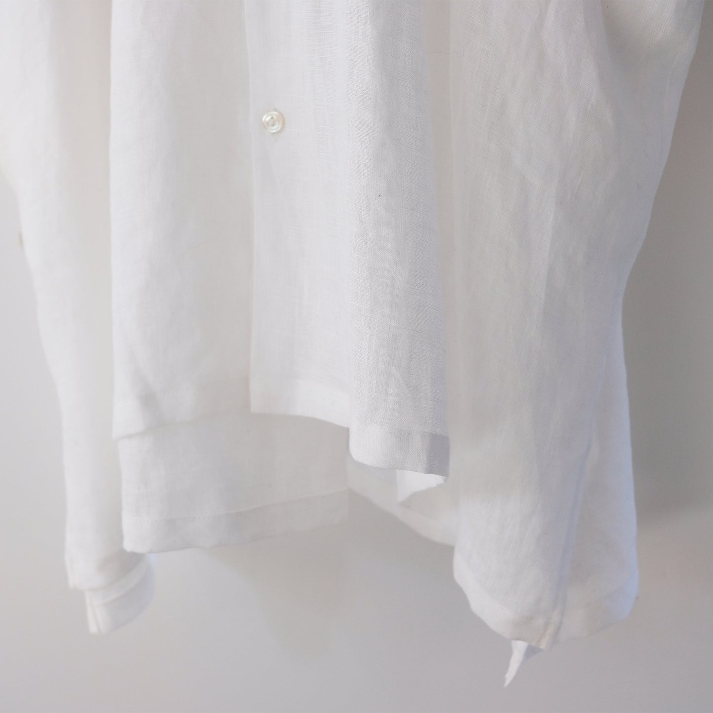 French Linen Stand Collar Long Shirt