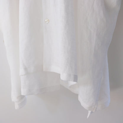 French Linen Stand Collar Long Shirt