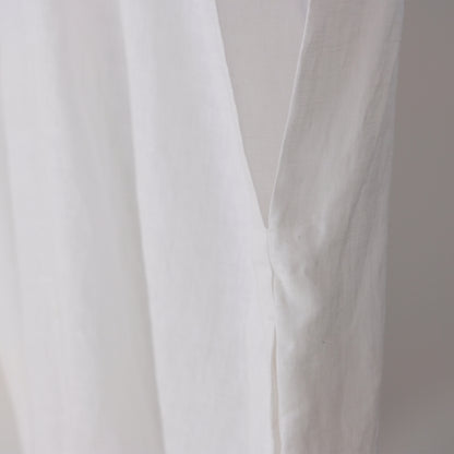 French Linen Stand Collar Long Shirt