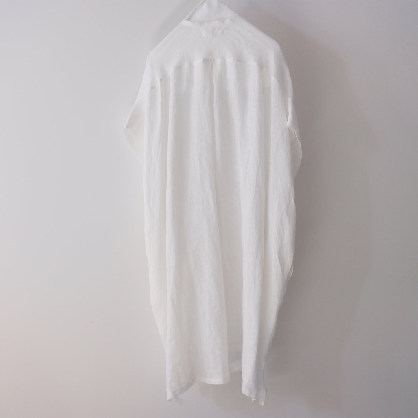 French Linen Stand Collar Long Shirt