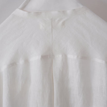 French Linen Stand Collar Long Shirt