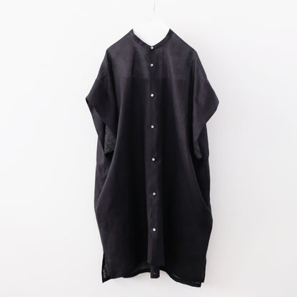 French Linen Stand Collar Long Shirt