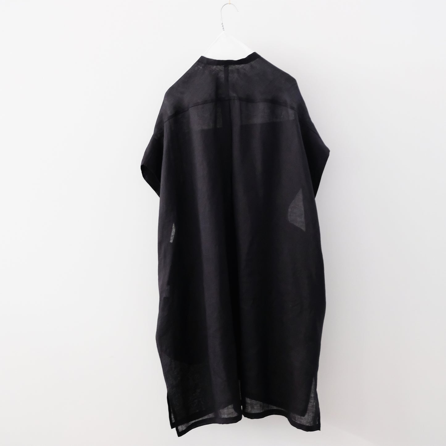 French Linen Stand Collar Long Shirt