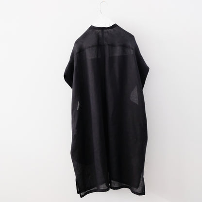 French Linen Stand Collar Long Shirt