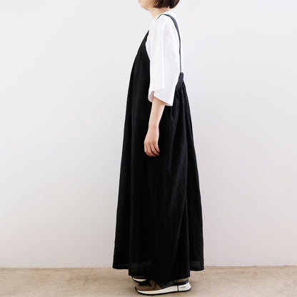 Silk Cotton Lawn Gather Dress - Black