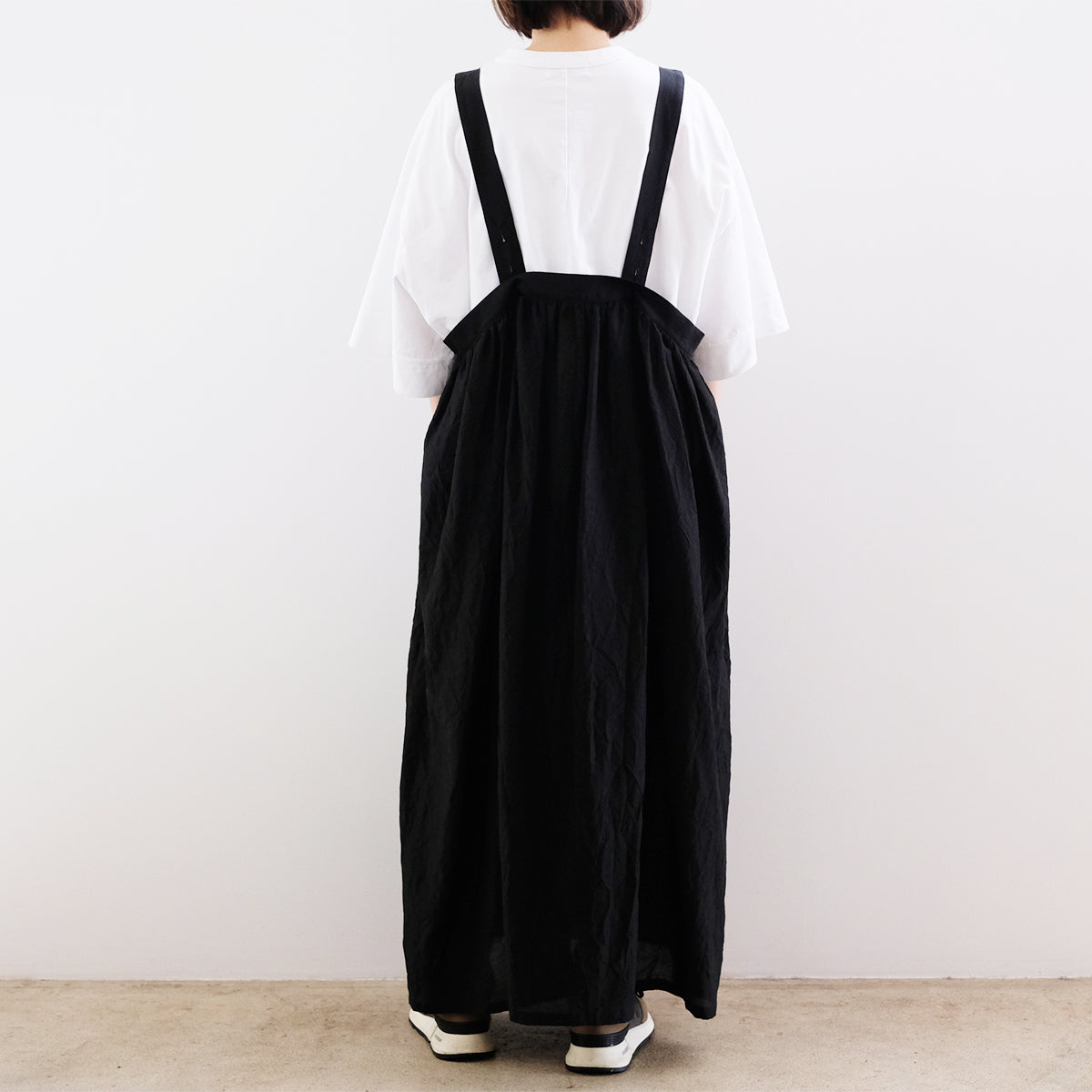 Silk Cotton Lawn Gather Dress - Black