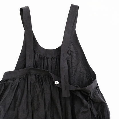 Silk Cotton Lawn Gather Dress - Black