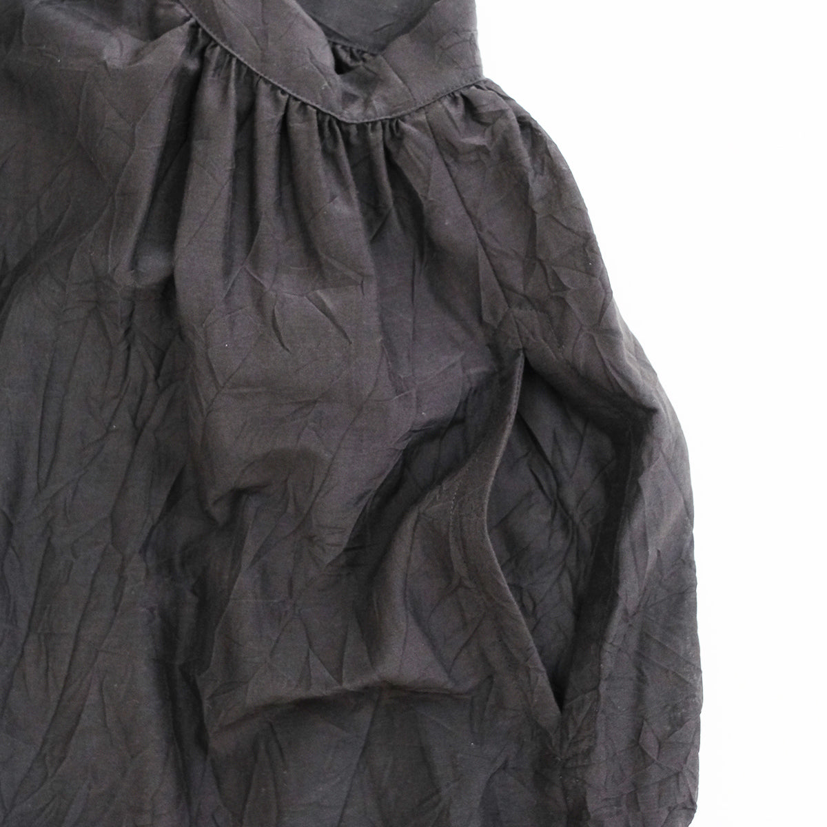 Silk Cotton Lawn Gather Dress - Black