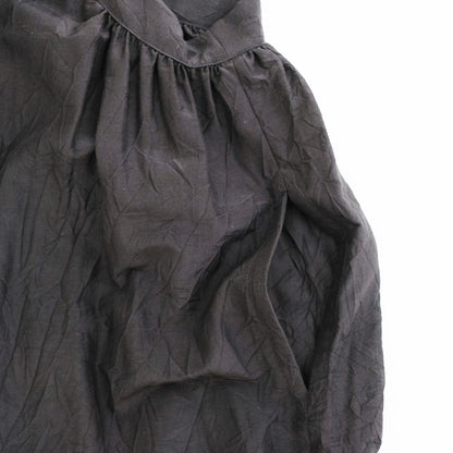 Silk Cotton Lawn Gather Dress - Black