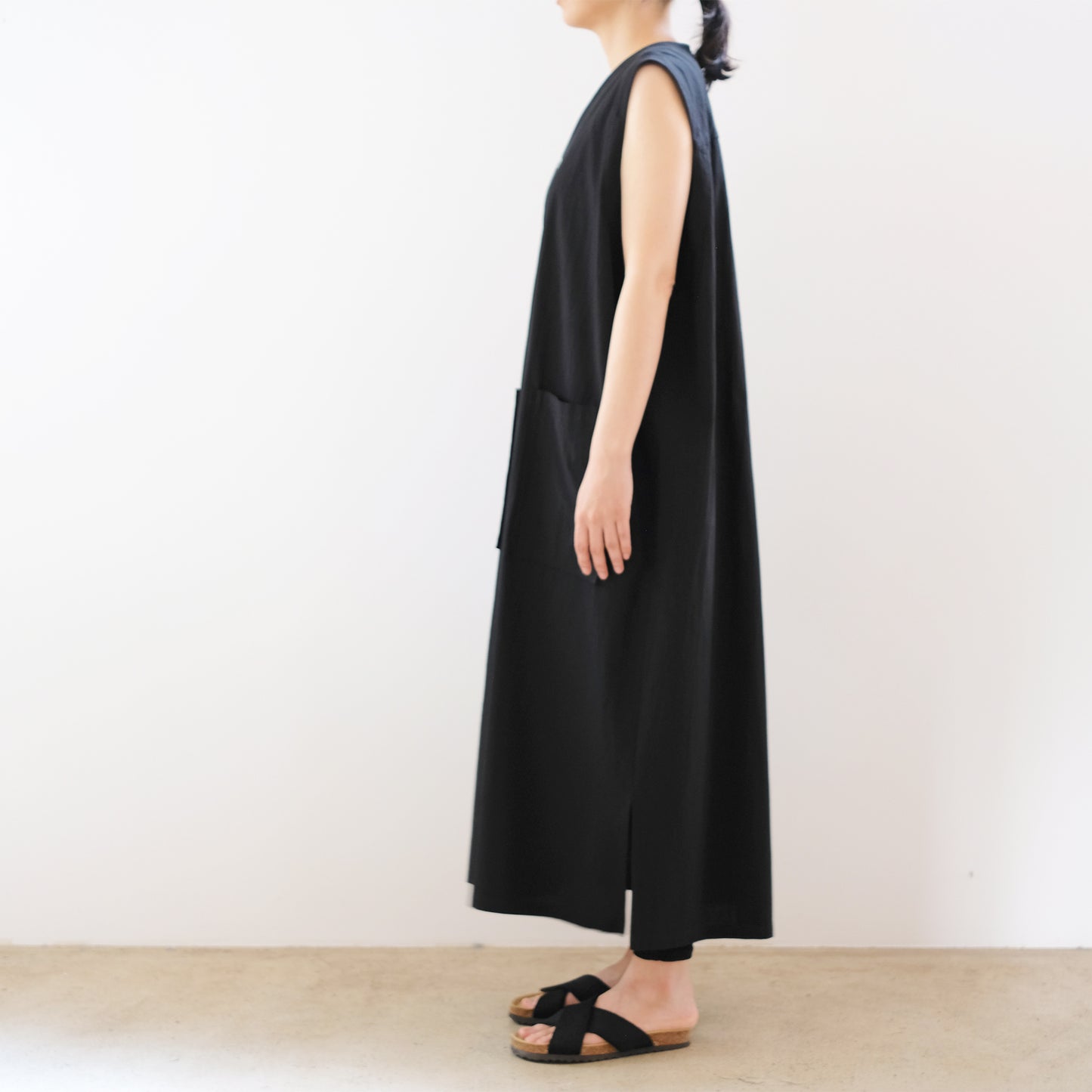 Organic Cotton Linen V-Neck Long Dress