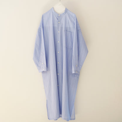 Band collar long shirt dress